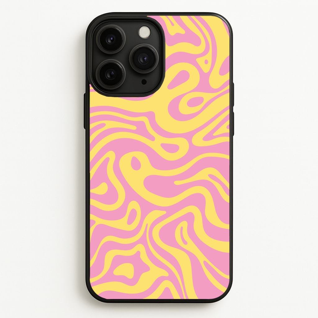Yellow And Pink Waves Pattern - Psychedelic Phone Case for iPhone 11 Pro Max