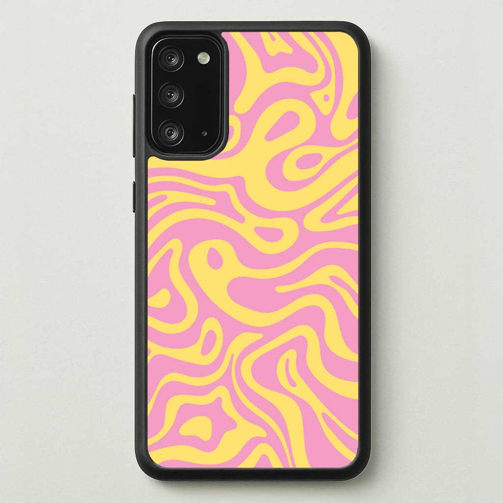 Yellow And Pink Waves Pattern - Psychedelic Phone Case for Galaxy Note 20