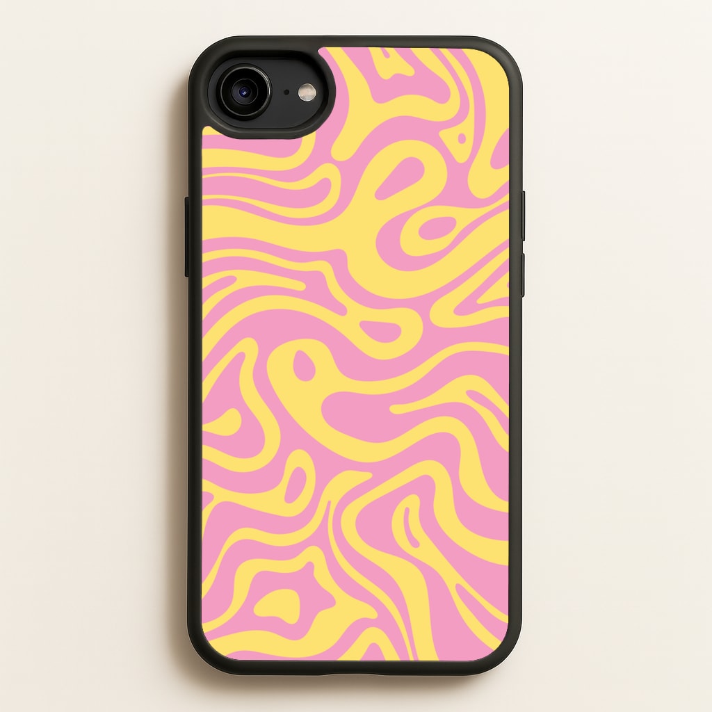 Yellow And Pink Waves Pattern - Psychedelic Phone Case for iPhone 6 / 7 / 8 / SE