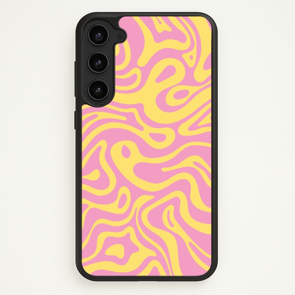 Yellow And Pink Waves Pattern - Psychedelic Phone Case for Galaxy S23 Plus