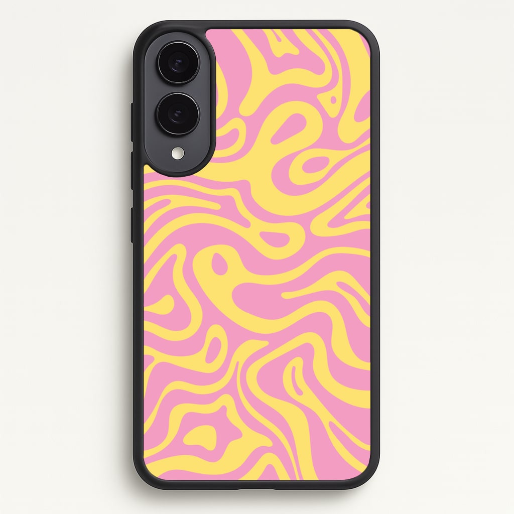 Yellow And Pink Waves Pattern - Psychedelic Phone Case for Galaxy S25 Edge