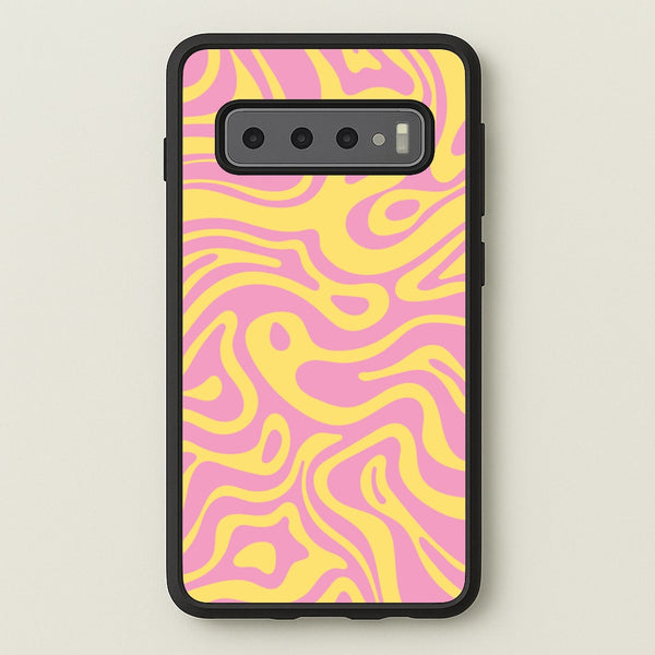 Yellow And Pink Waves Pattern - Psychedelic Phone Case for Galaxy S10 Plus
