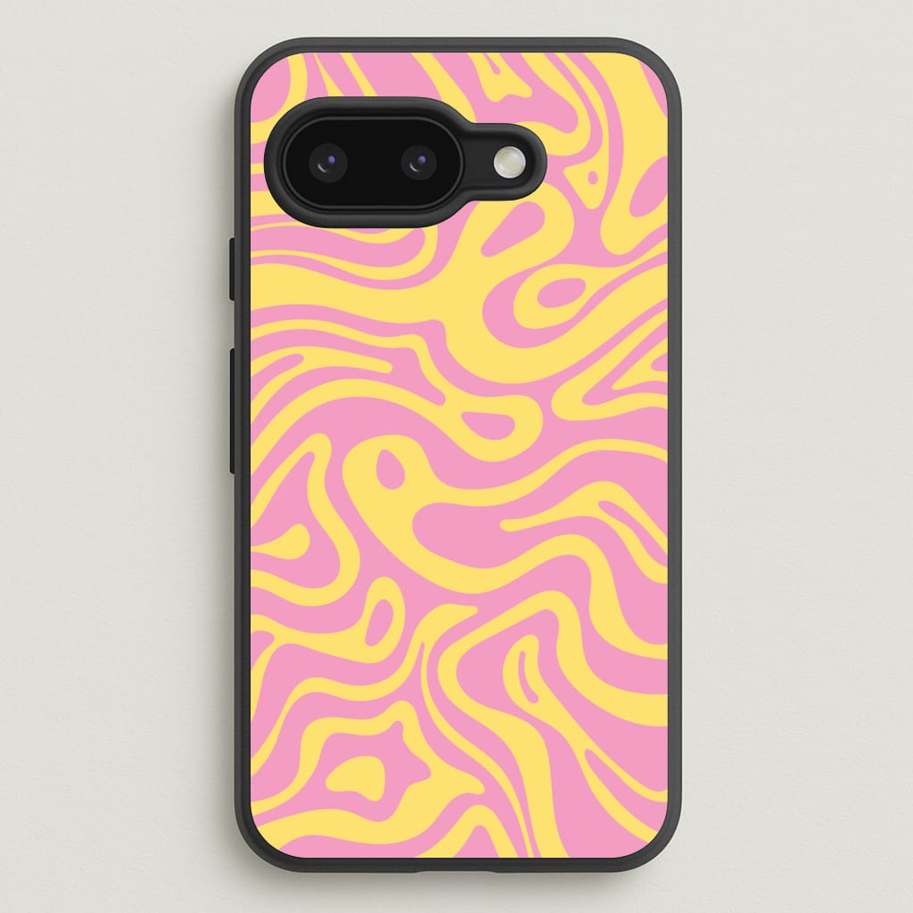 Yellow And Pink Waves Pattern - Psychedelic Phone Case for Google Pixel 9a