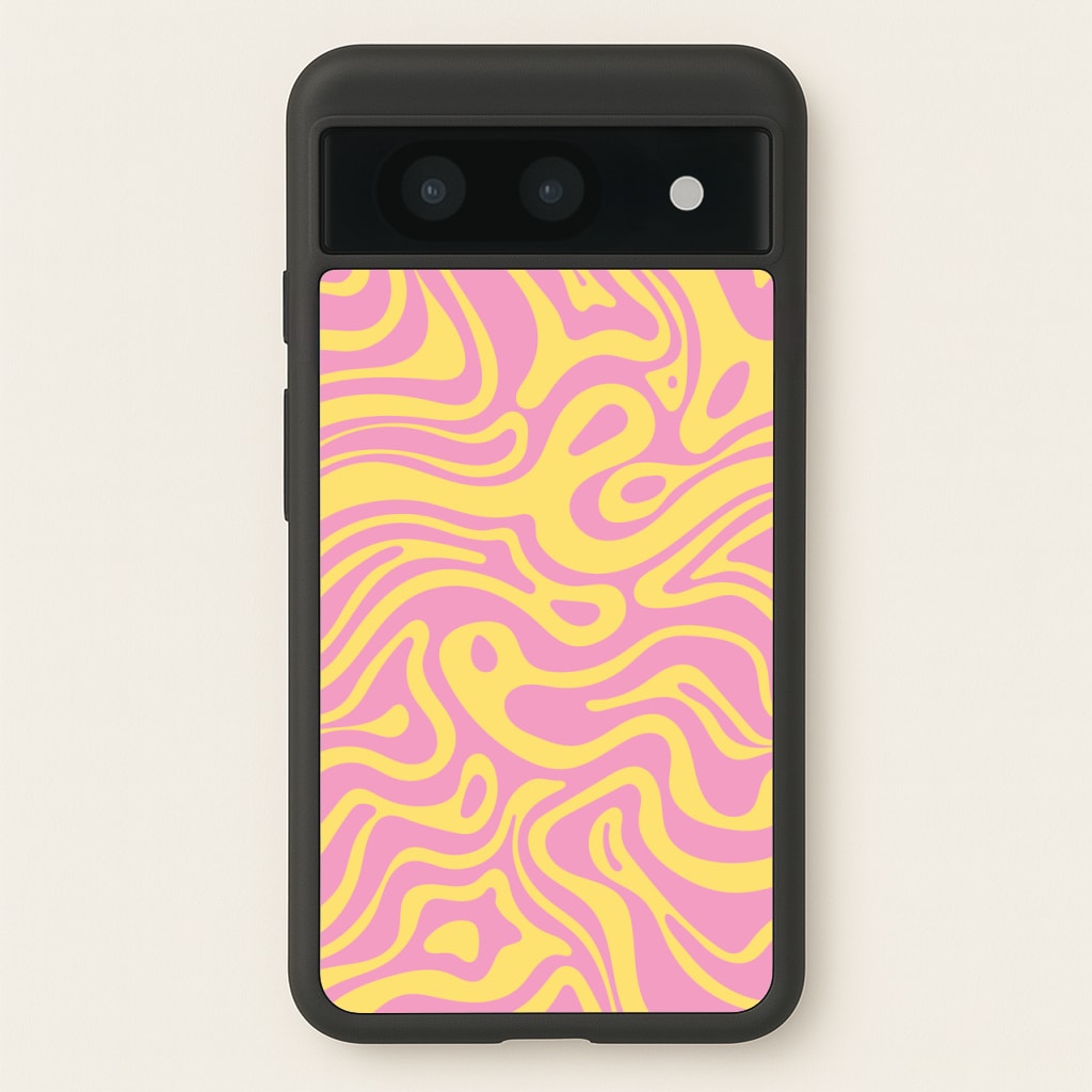Yellow And Pink Waves Pattern - Psychedelic Phone Case for Google Pixel 8a