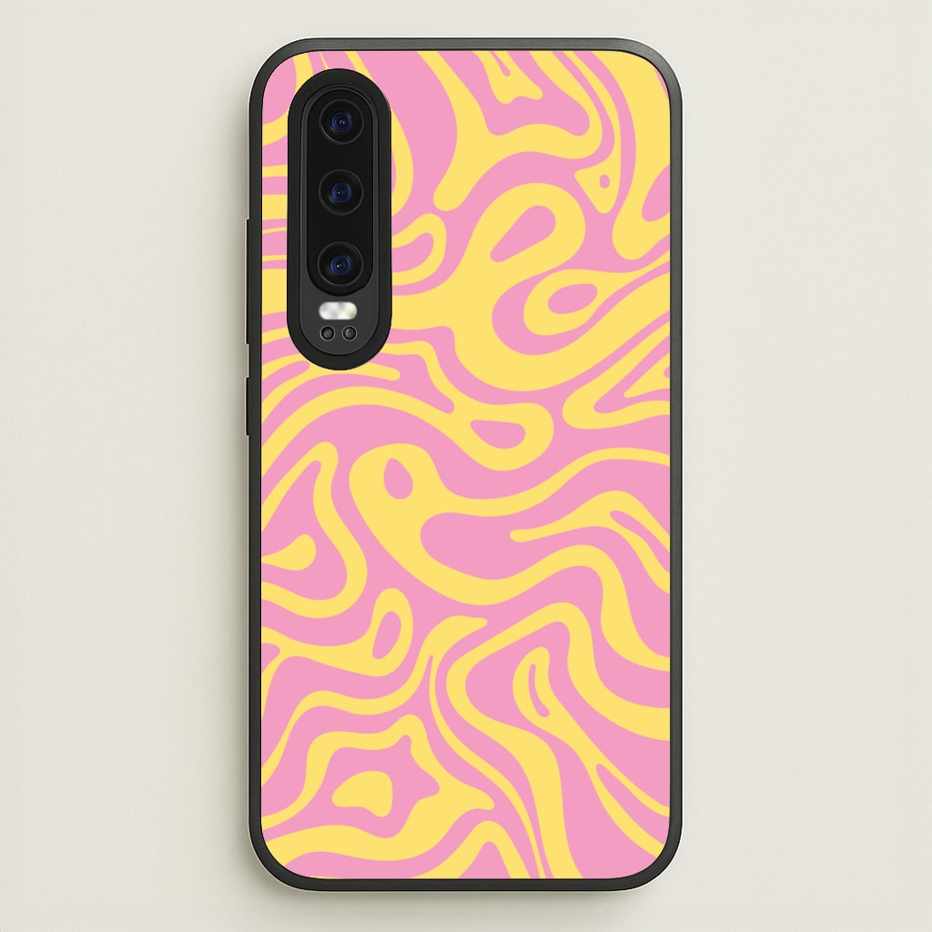 Yellow And Pink Waves Pattern - Psychedelic Phone Case for Huawei P30