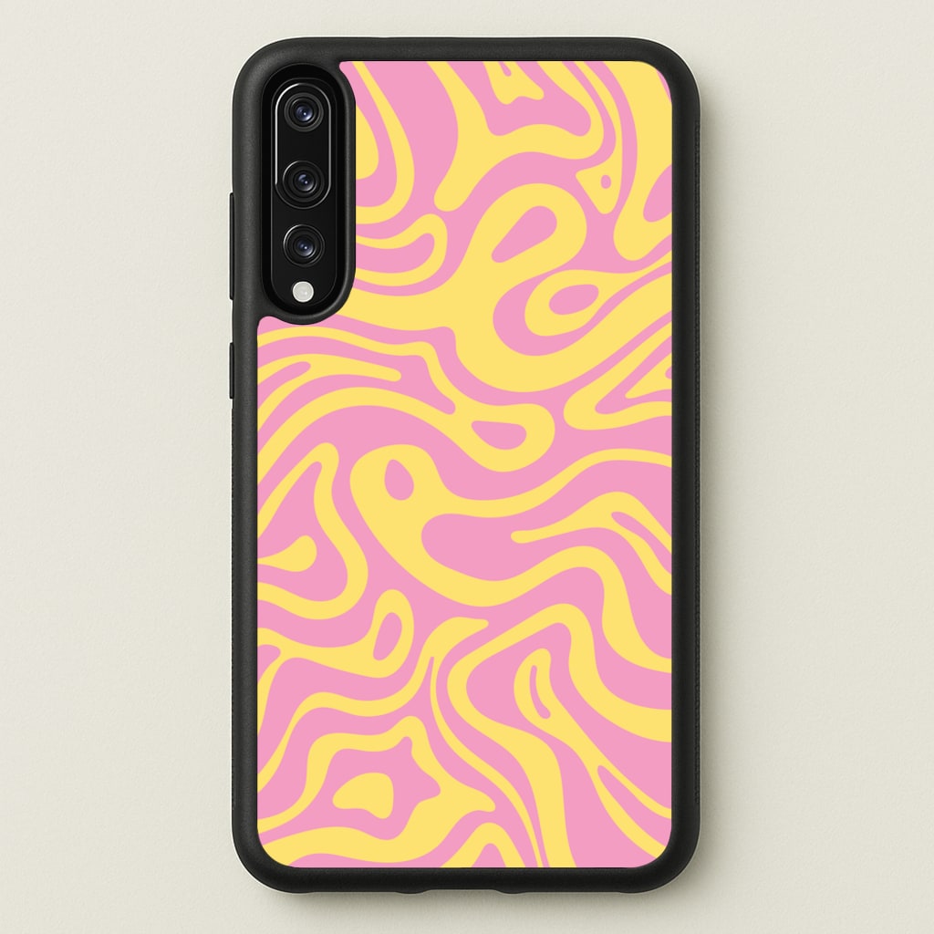 Yellow And Pink Waves Pattern - Psychedelic Phone Case for Huawei P20 Pro