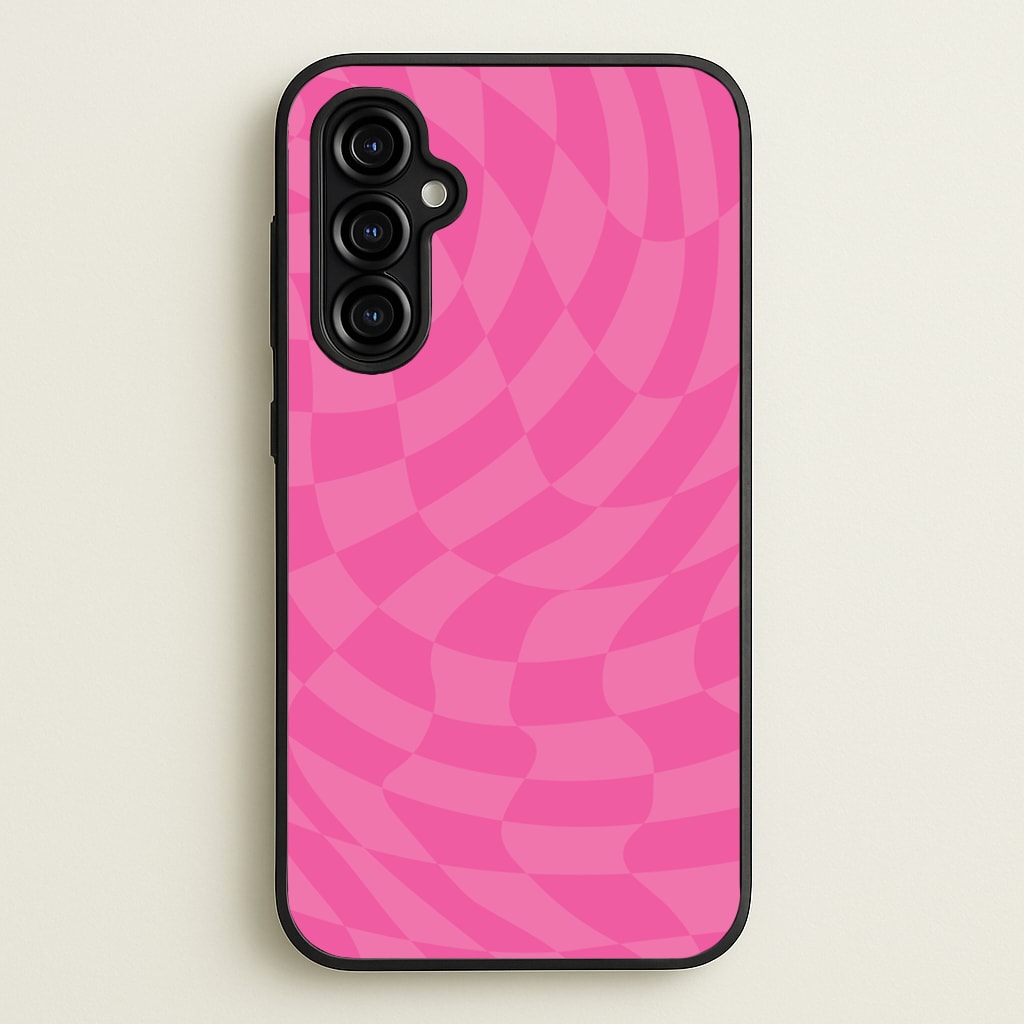 Pink Trippy Checkerboard Pattern - Psychedelic Phone Case for Galaxy A54
