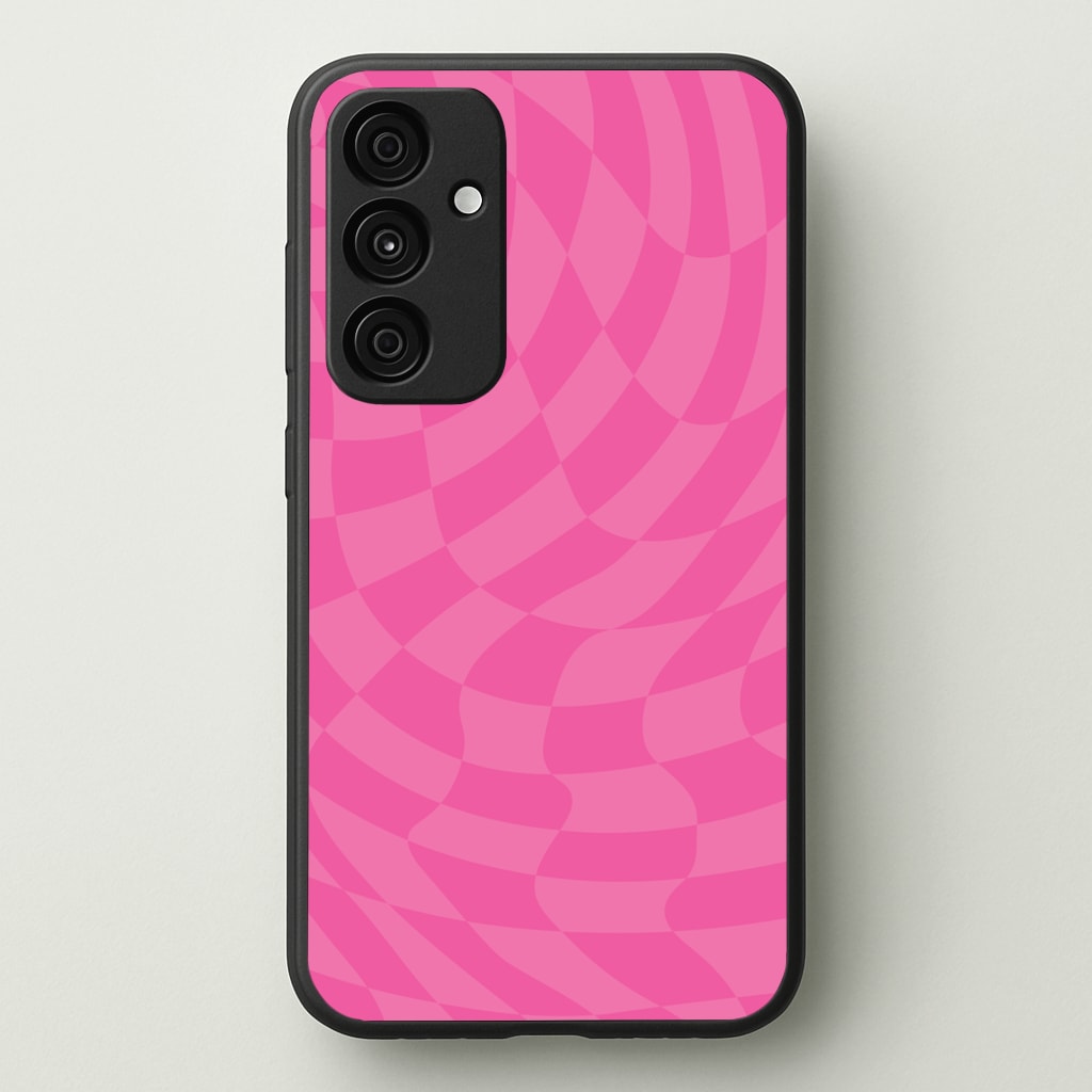 Pink Trippy Checkerboard Pattern - Psychedelic Phone Case for Galaxy A35