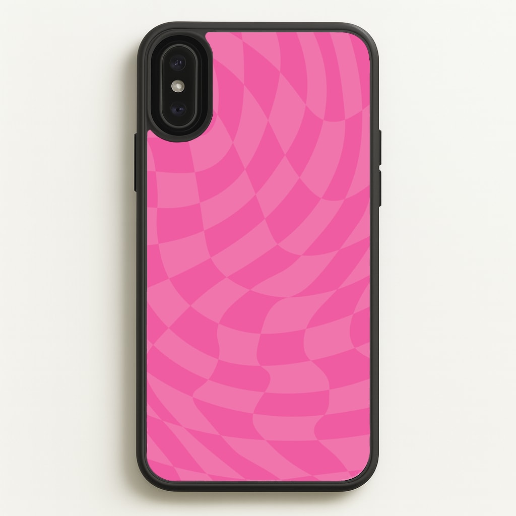 Pink Trippy Checkerboard Pattern - Psychedelic Phone Case for iPhone XS Max