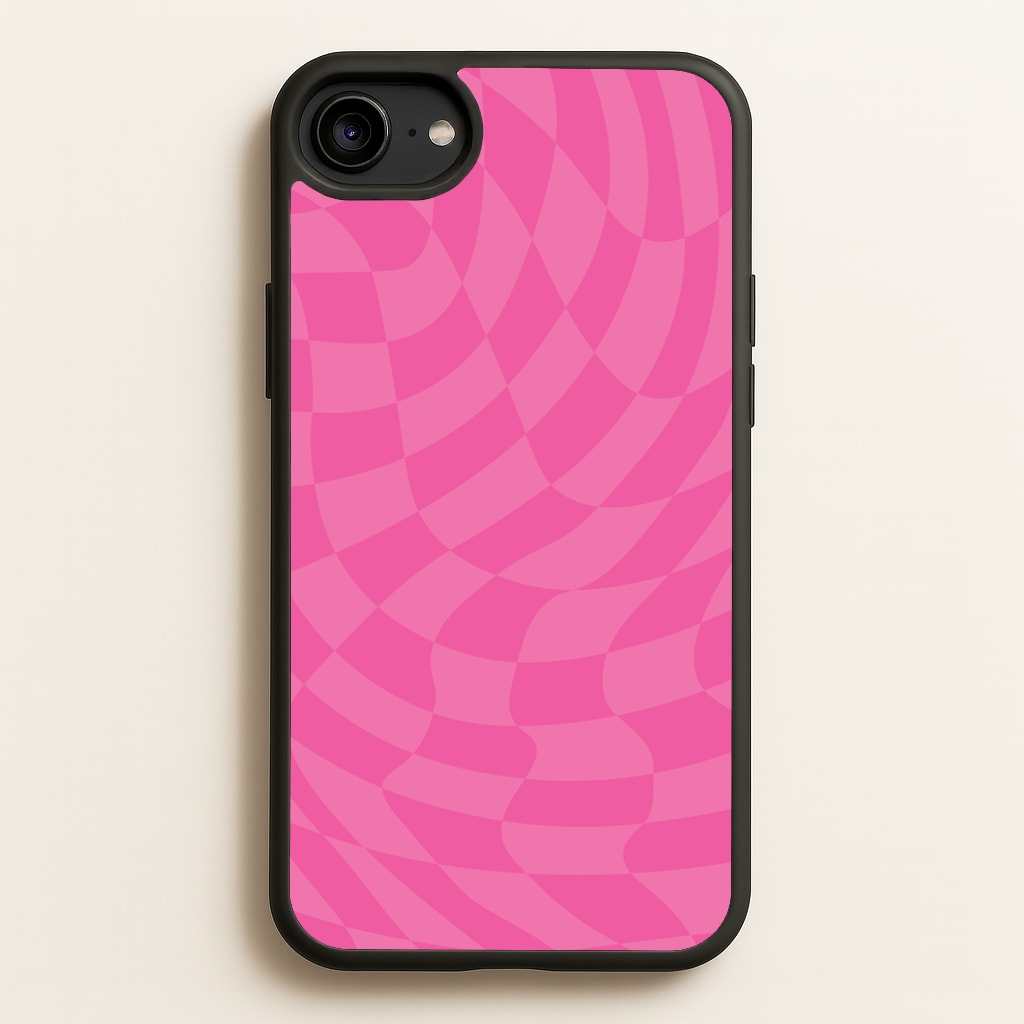 Pink Trippy Checkerboard Pattern - Psychedelic Phone Case for iPhone 6 / 7 / 8 / SE