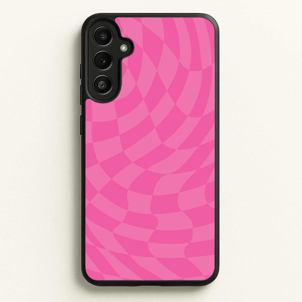 Pink Trippy Checkerboard Pattern - Psychedelic Phone Case for Galaxy A36