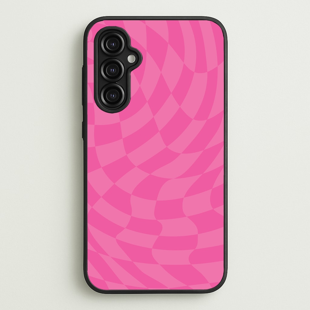 Pink Trippy Checkerboard Pattern - Psychedelic Phone Case for Galaxy A14