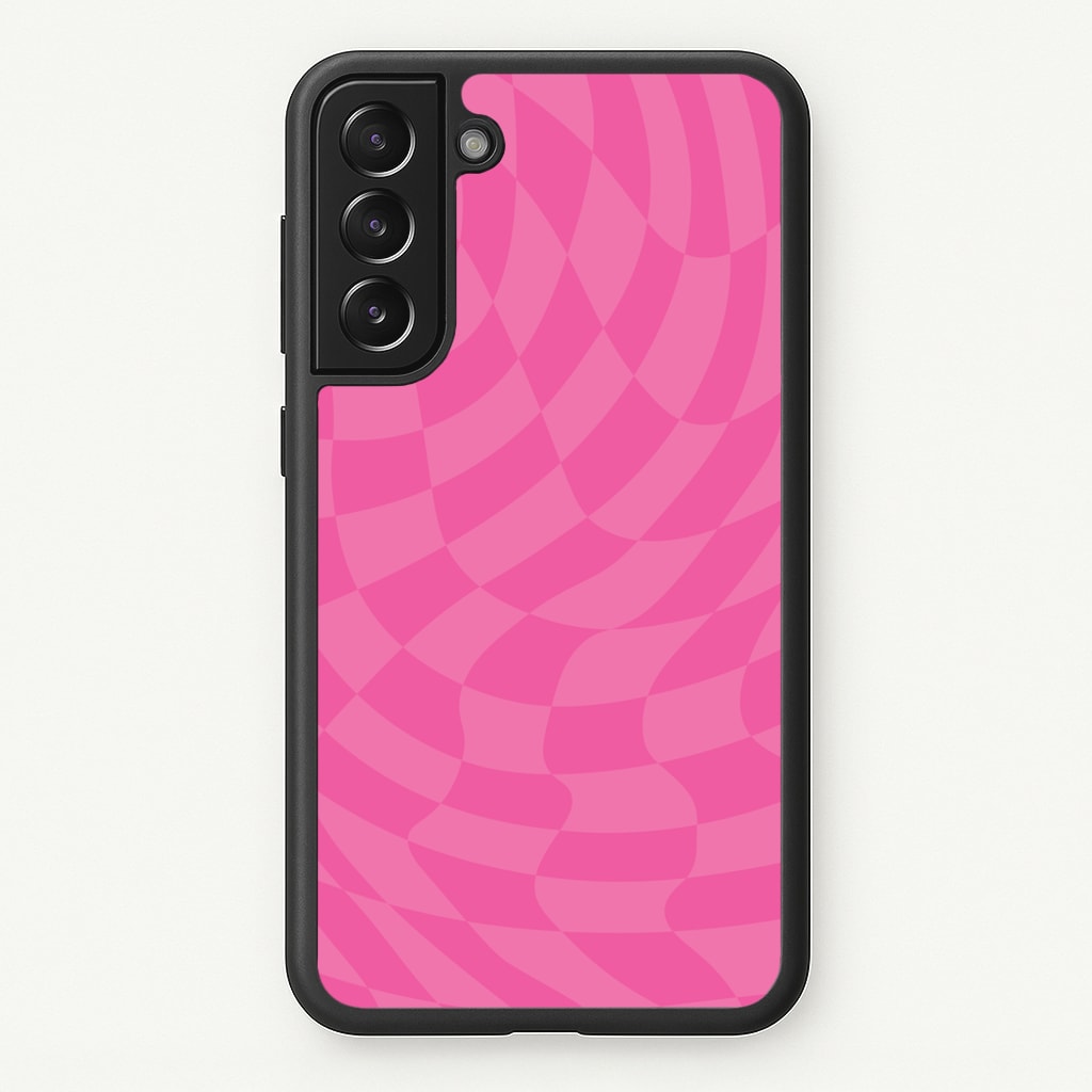 Pink Trippy Checkerboard Pattern - Psychedelic Phone Case for Galaxy S21FE
