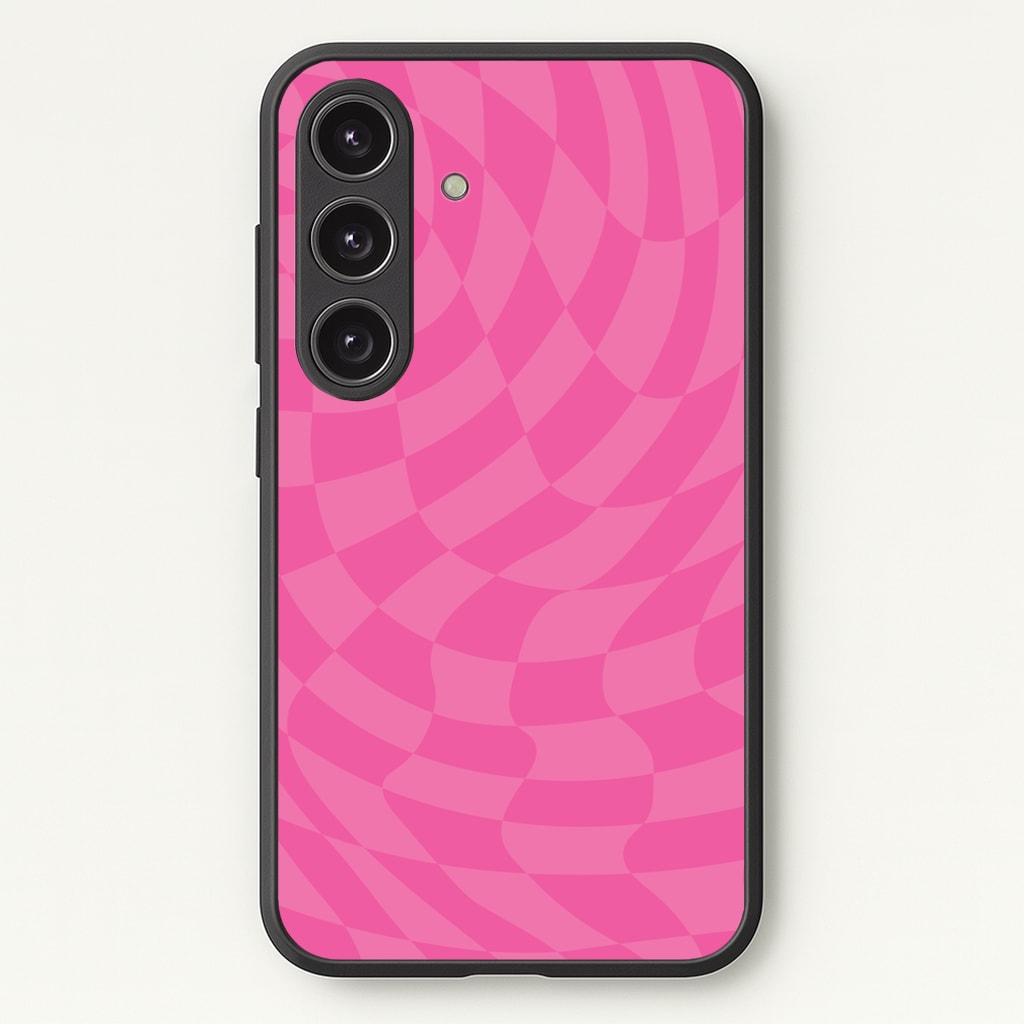 Pink Trippy Checkerboard Pattern - Psychedelic Phone Case for Galaxy S24