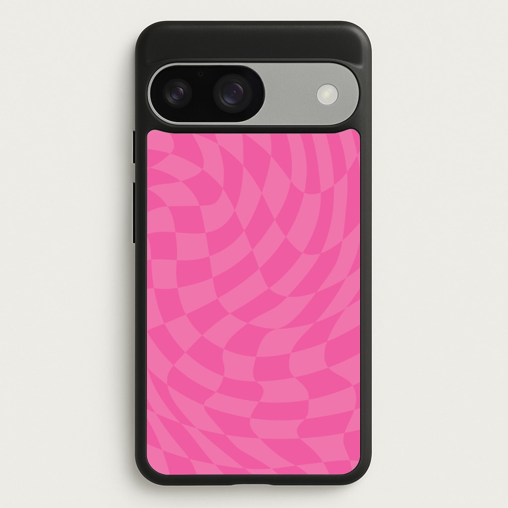 Pink Trippy Checkerboard Pattern - Psychedelic Phone Case for Google Pixel 9 / 9 Pro