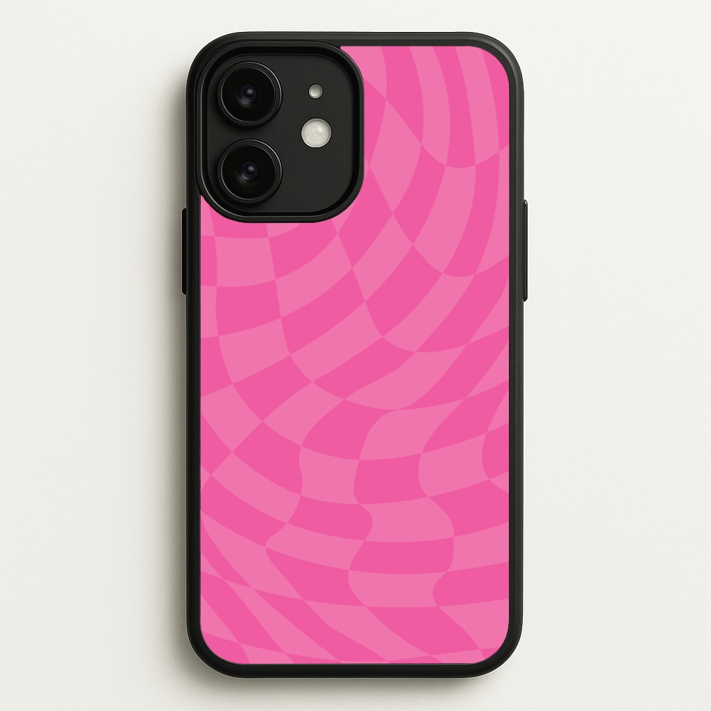 Pink Trippy Checkerboard Pattern - Psychedelic Phone Case for iPhone 11