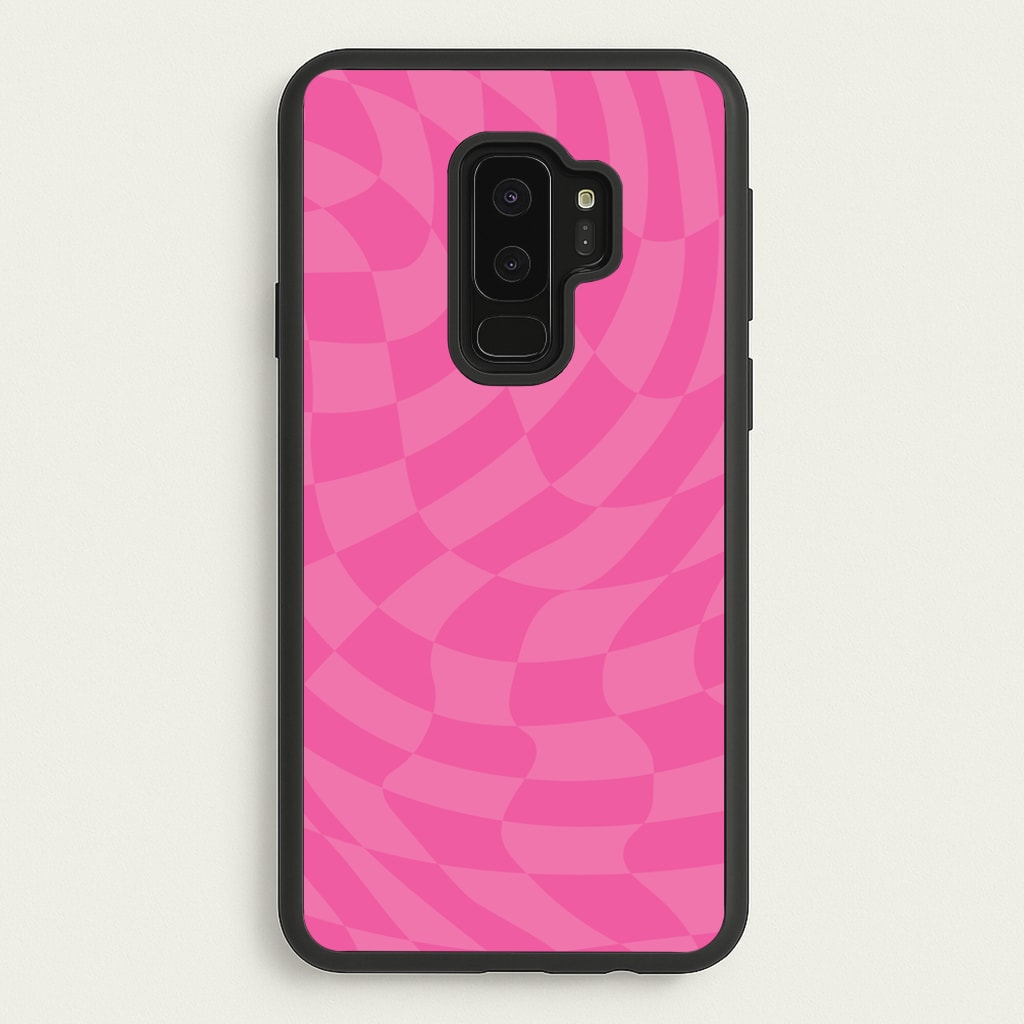 Pink Trippy Checkerboard Pattern - Psychedelic Phone Case for Galaxy S9 Plus
