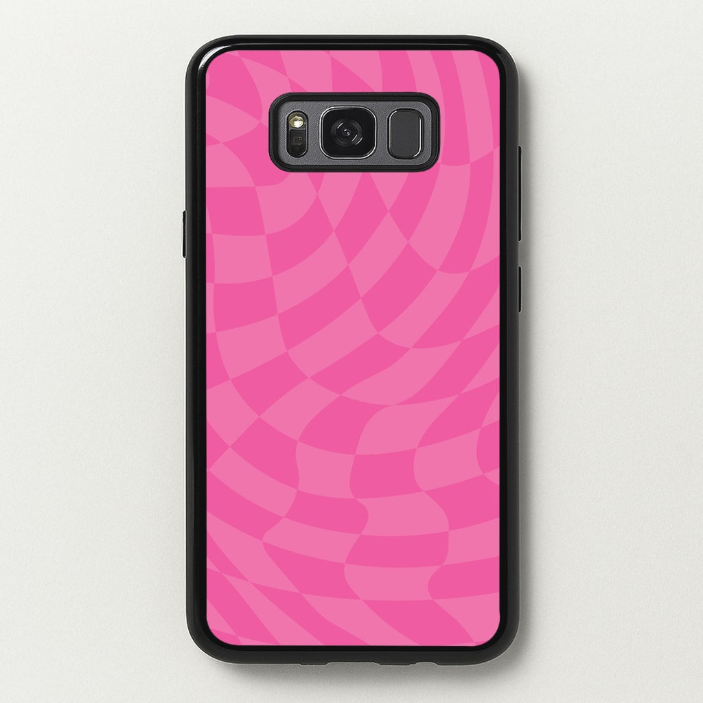 Pink Trippy Checkerboard Pattern - Psychedelic Phone Case for Galaxy S8
