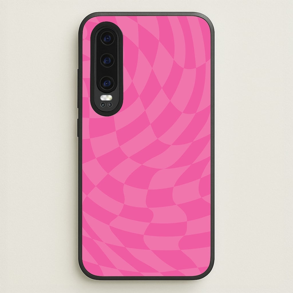 Pink Trippy Checkerboard Pattern - Psychedelic Phone Case for Huawei P30