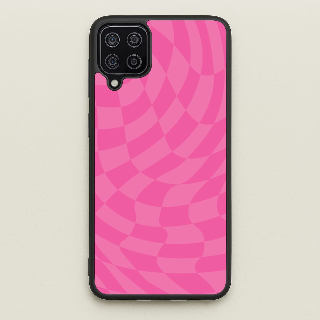 Pink Trippy Checkerboard Pattern - Psychedelic Phone Case for Galaxy A12