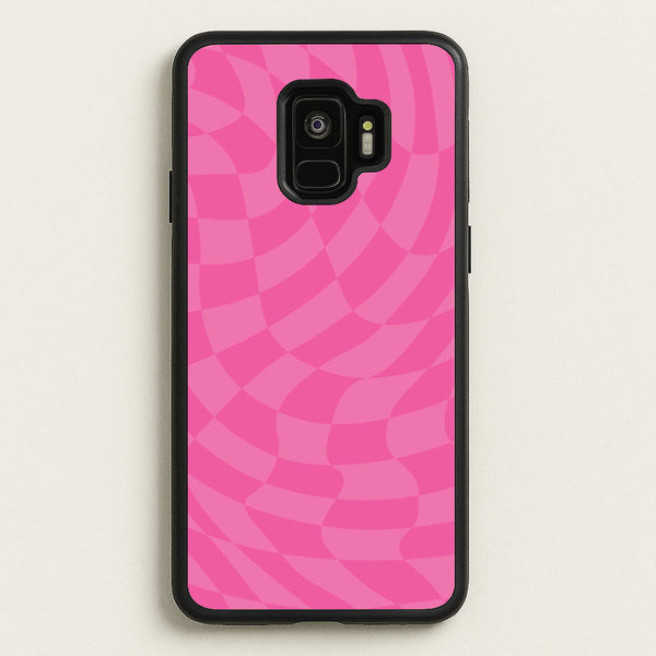 Pink Trippy Checkerboard Pattern - Psychedelic Phone Case for Galaxy S9