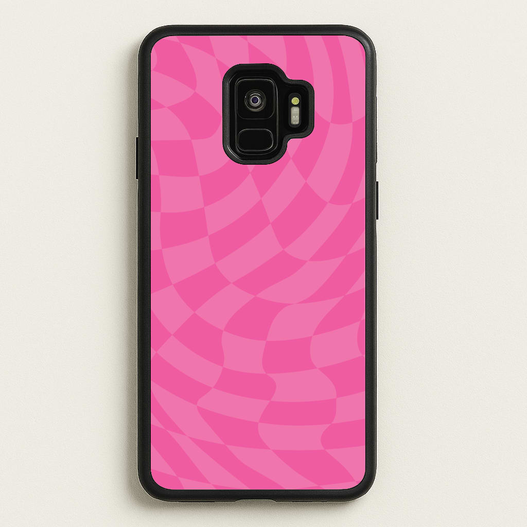 Pink Trippy Checkerboard Pattern - Psychedelic Phone Case for Galaxy S9