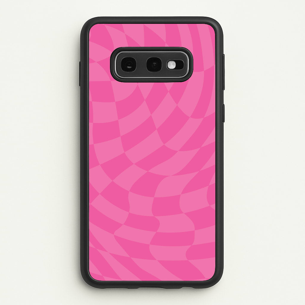 Pink Trippy Checkerboard Pattern - Psychedelic Phone Case for Galaxy S10e