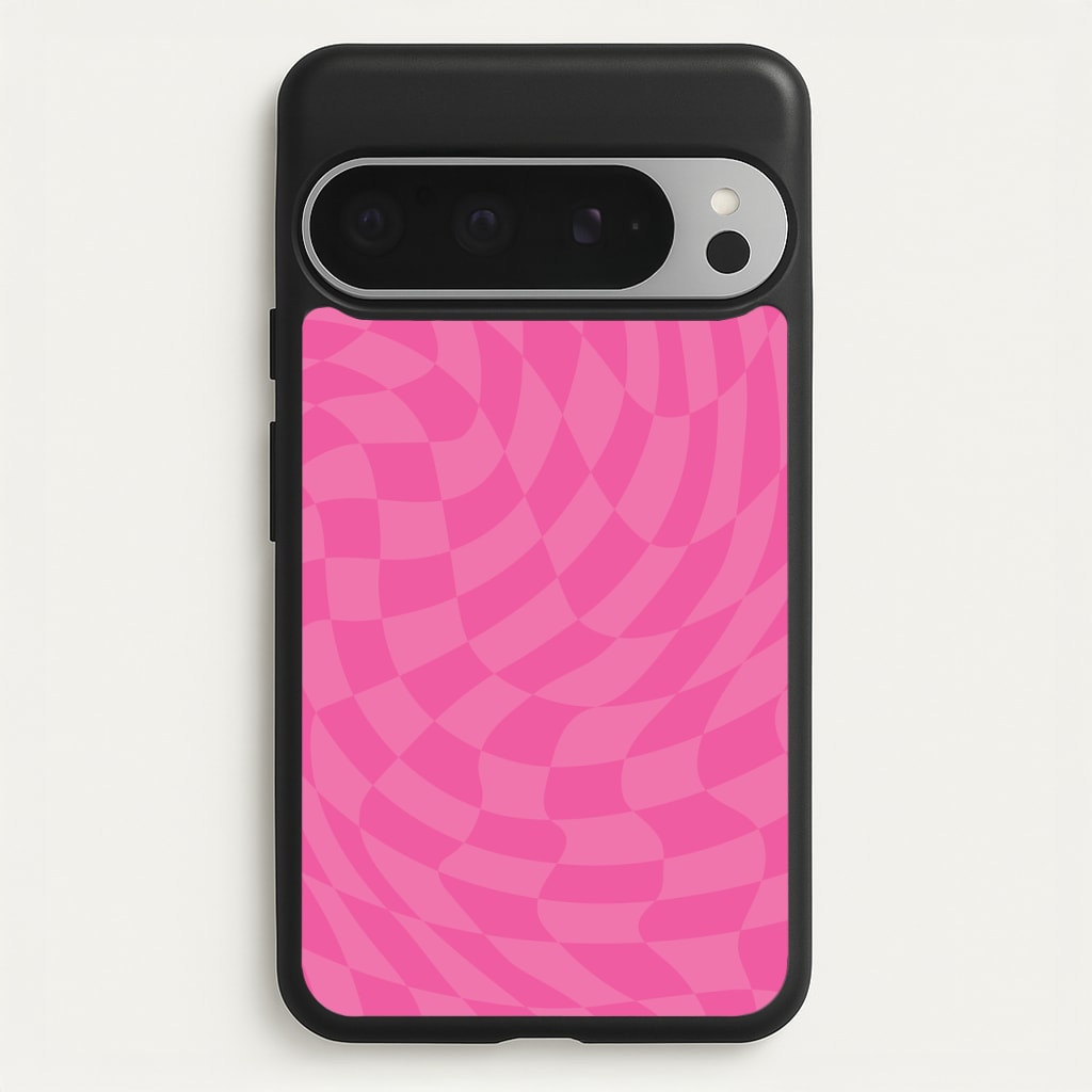 Pink Trippy Checkerboard Pattern - Psychedelic Phone Case for Google Pixel 9 Pro XL