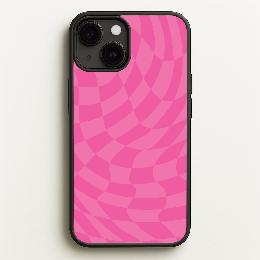 Pink Trippy Checkerboard Pattern - Psychedelic Phone Case for iPhone 13 Mini