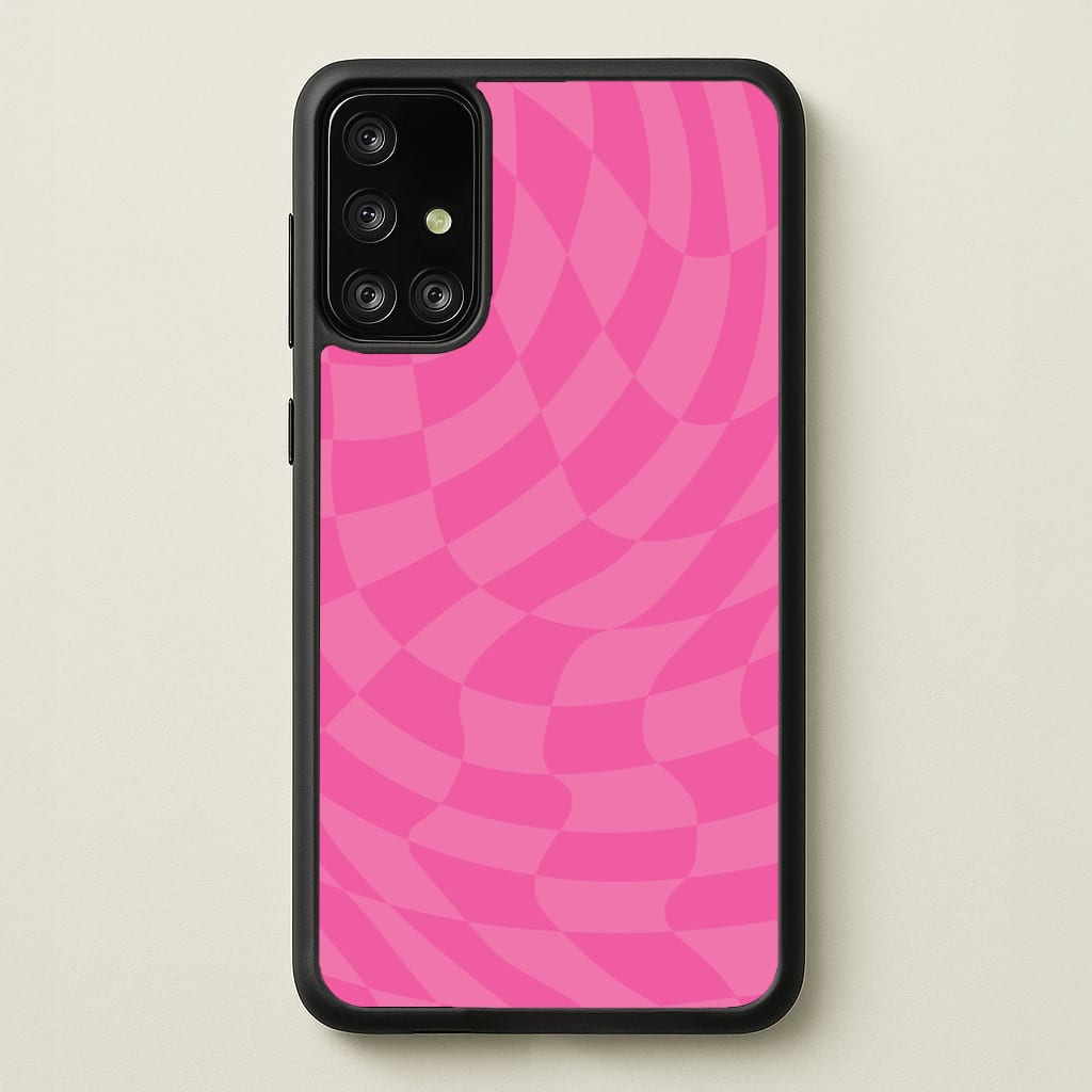 Pink Trippy Checkerboard Pattern - Psychedelic Phone Case for Galaxy A71