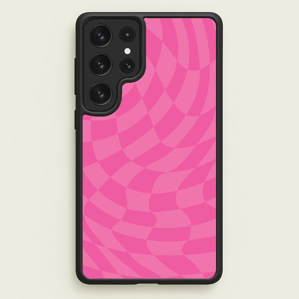 Pink Trippy Checkerboard Pattern - Psychedelic Phone Case for Galaxy S22 Ultra