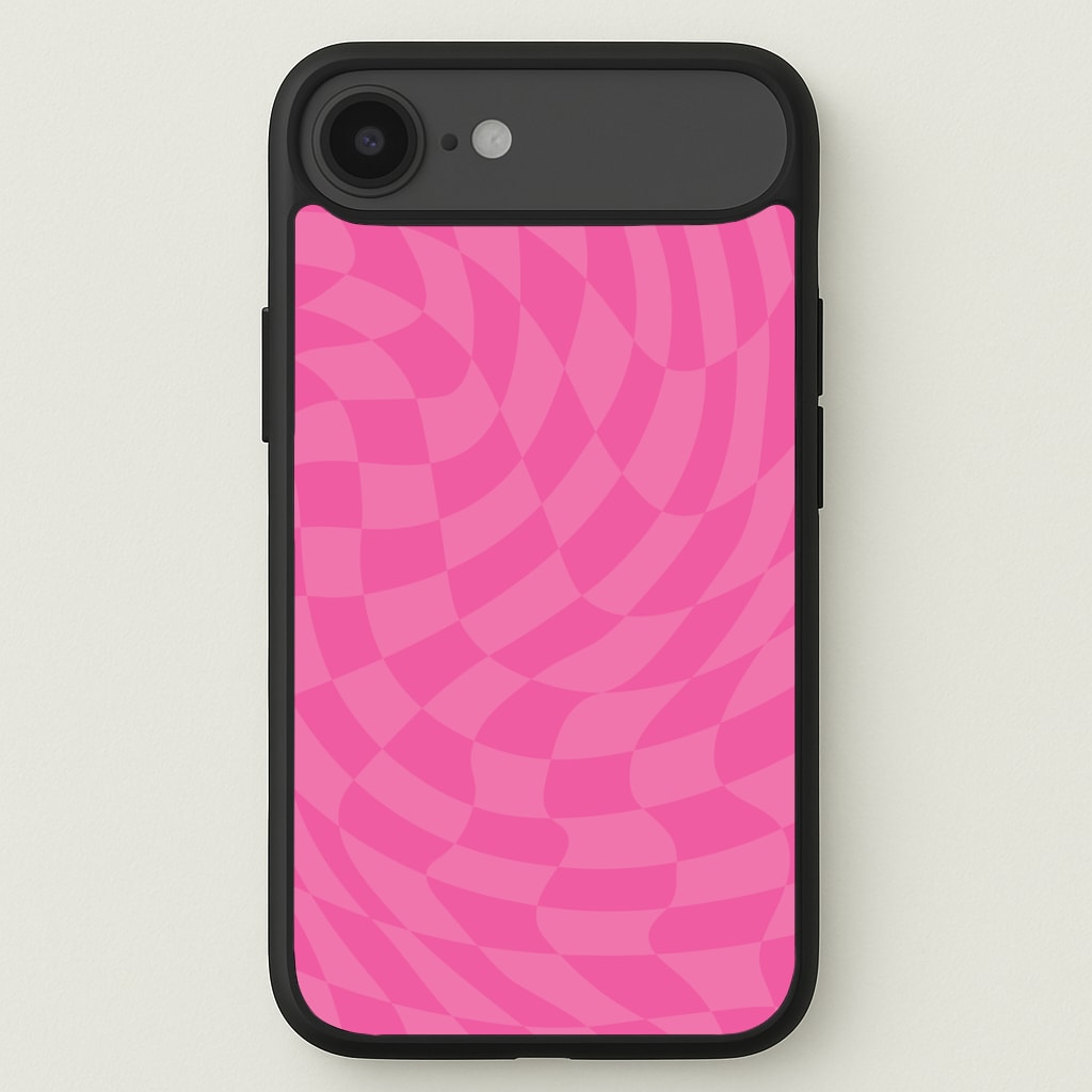 Pink Trippy Checkerboard Pattern Phone Case for iPhone 17 Air
