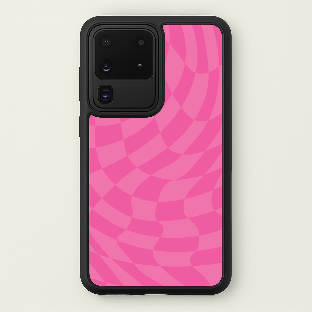 Pink Trippy Checkerboard Pattern - Psychedelic Phone Case for Galaxy S20 Ultra