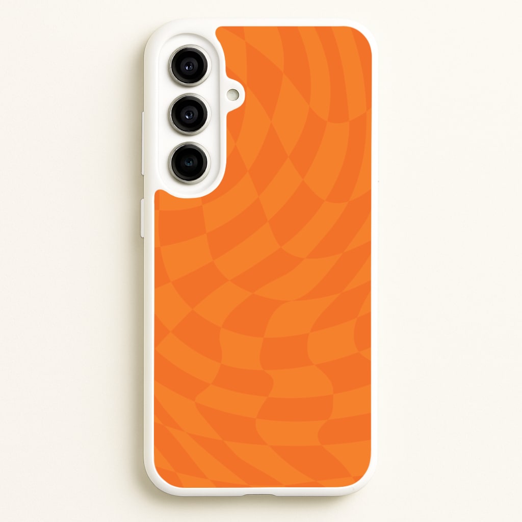 Orange Trippy Checkerboard Pattern - Psychedelic Phone Case for Galaxy A56