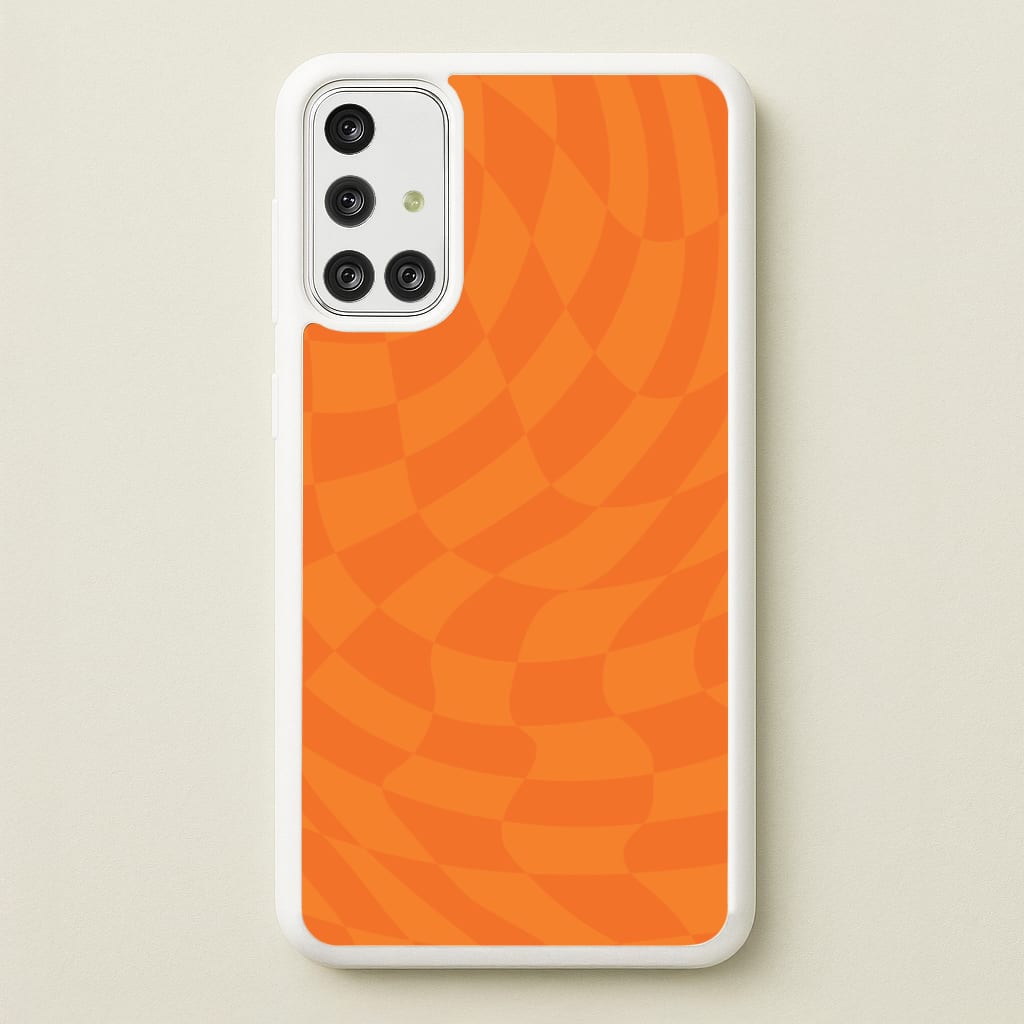 Orange Trippy Checkerboard Pattern - Psychedelic Phone Case for Galaxy A71