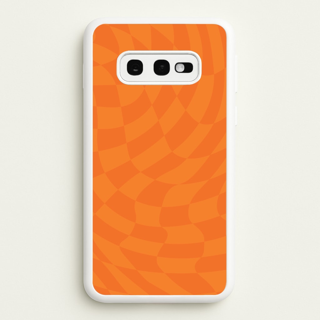 Orange Trippy Checkerboard Pattern - Psychedelic Phone Case for Galaxy S10e