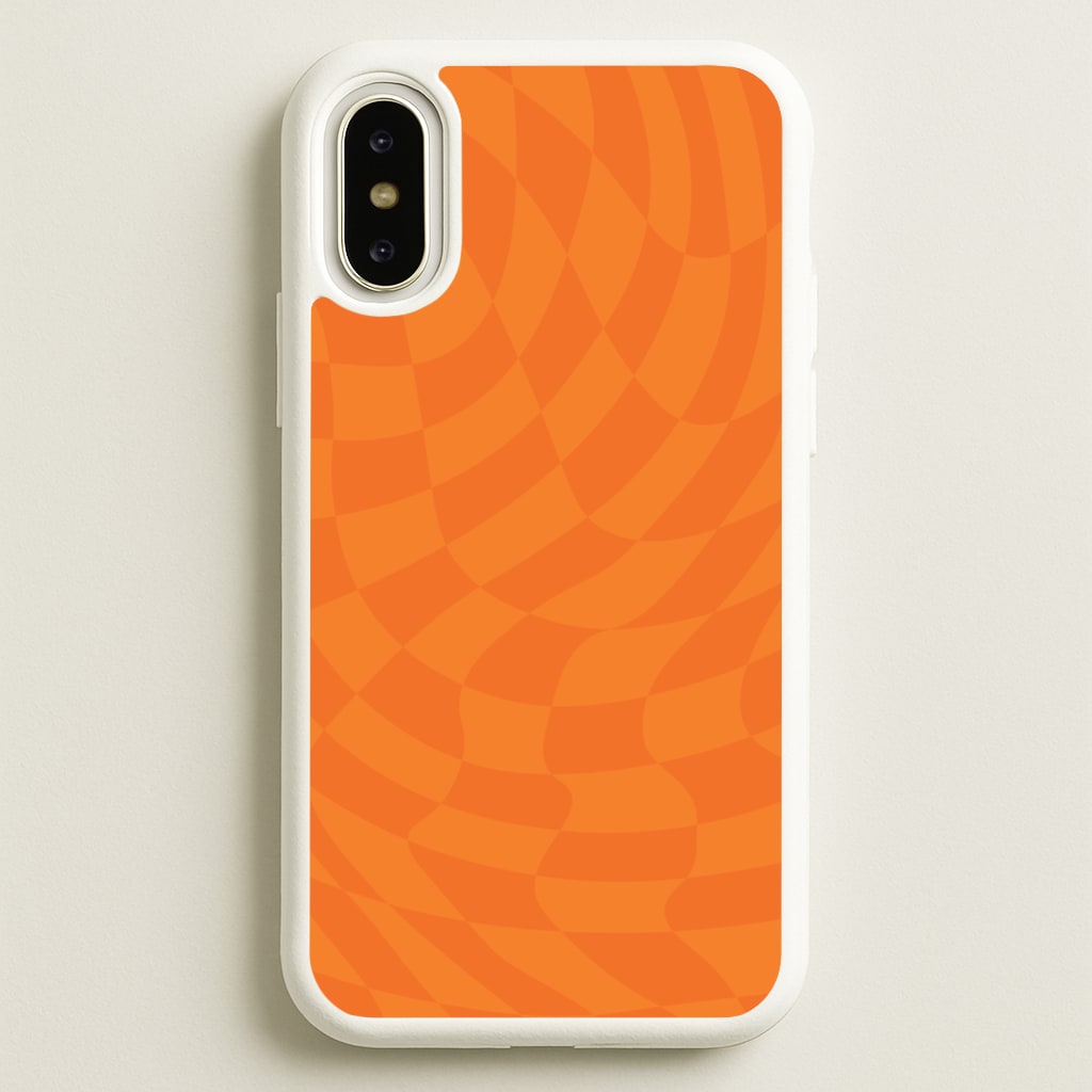 Orange Trippy Checkerboard Pattern - Psychedelic Phone Case for iPhone X / XS