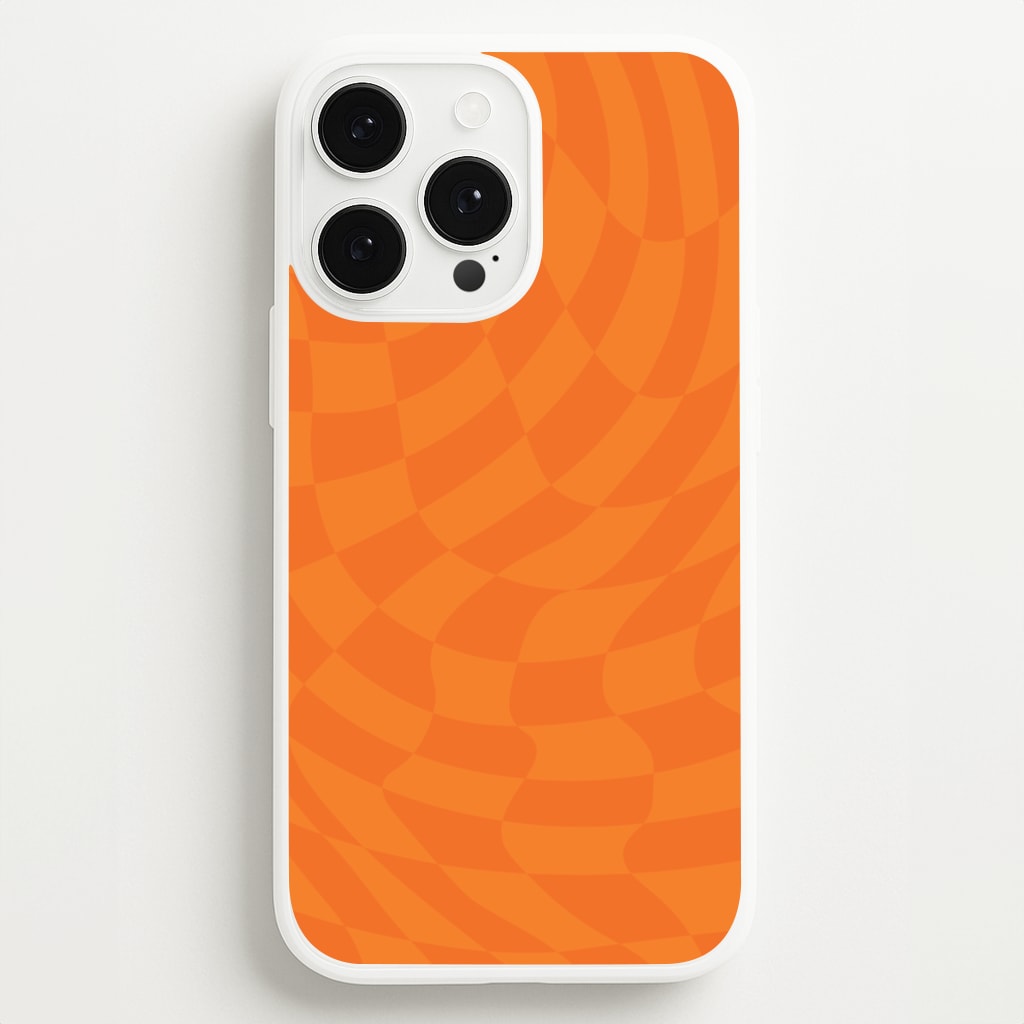Orange Trippy Checkerboard Pattern - Psychedelic Phone Case for iPhone 13 Pro Max