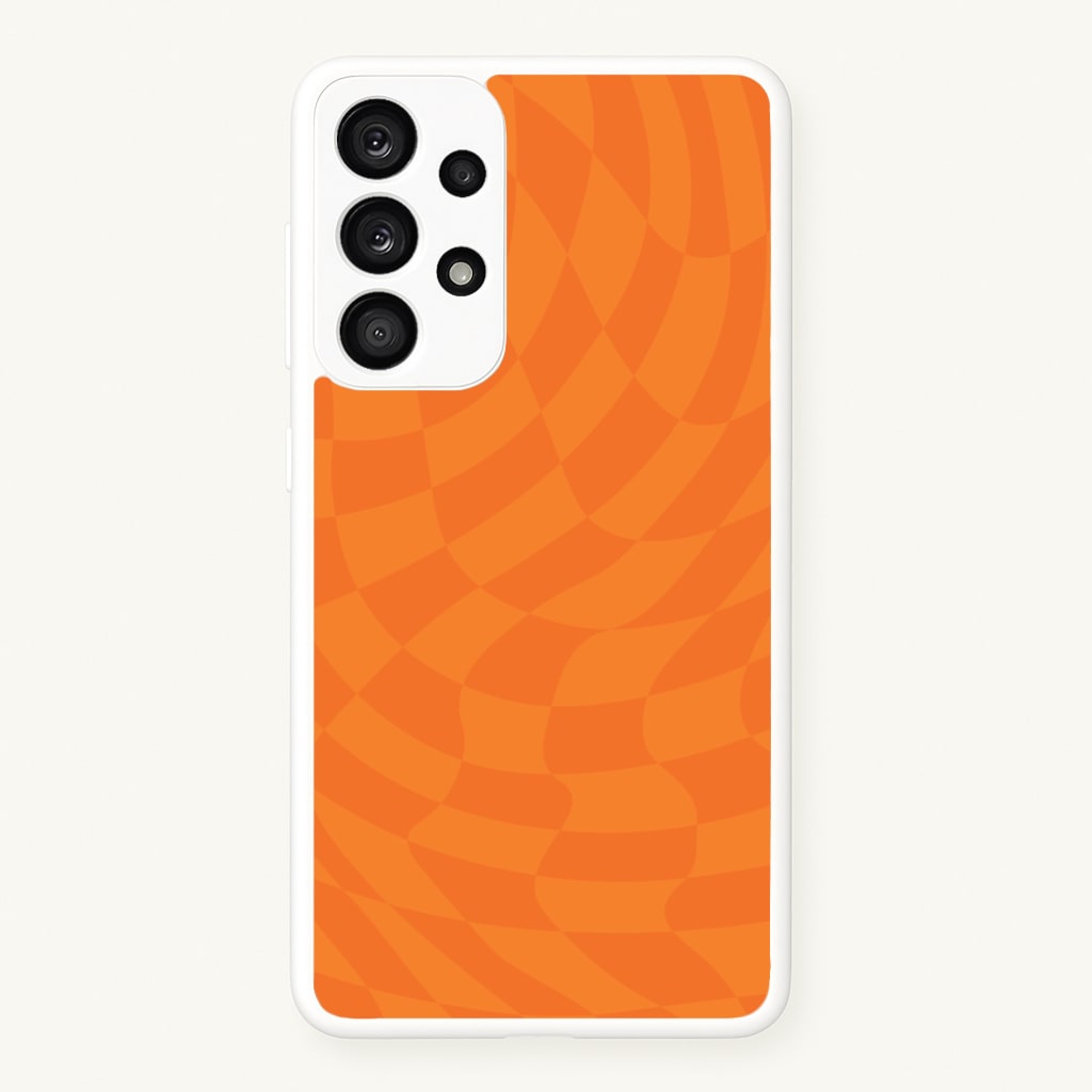 Orange Trippy Checkerboard Pattern - Psychedelic Phone Case for Galaxy A53
