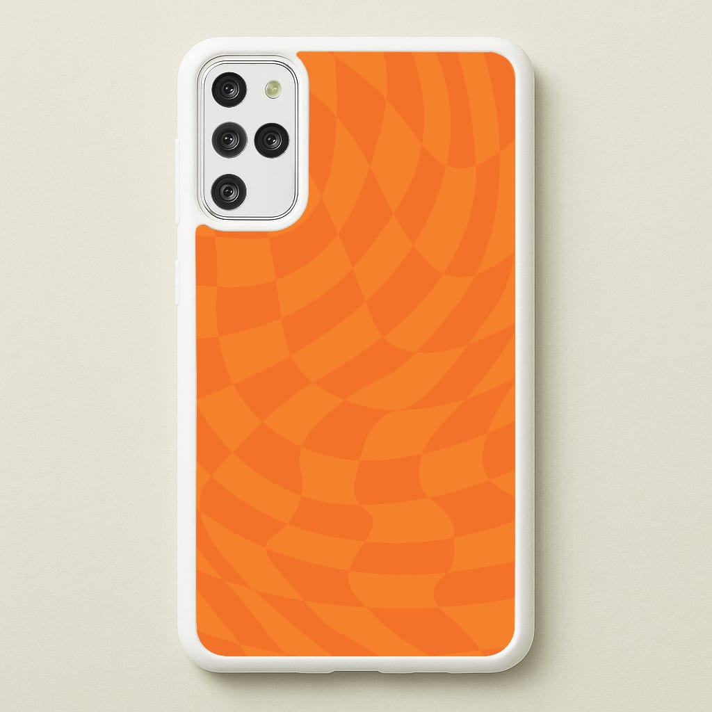 Orange Trippy Checkerboard Pattern - Psychedelic Phone Case for Galaxy S20 Plus
