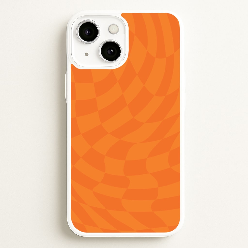Orange Trippy Checkerboard Pattern - Psychedelic Phone Case for iPhone 13