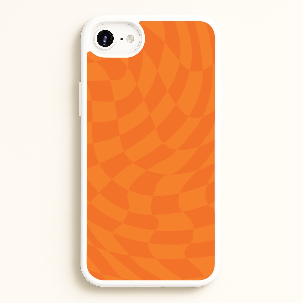 Orange Trippy Checkerboard Pattern - Psychedelic Phone Case for iPhone 6 Plus / 7 Plus / 8 Plus