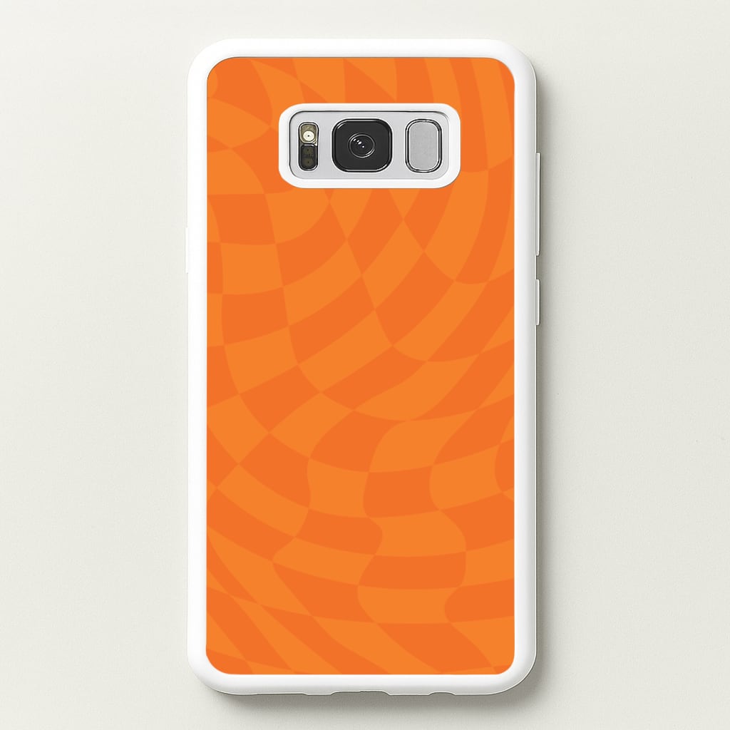 Orange Trippy Checkerboard Pattern - Psychedelic Phone Case for Galaxy S8