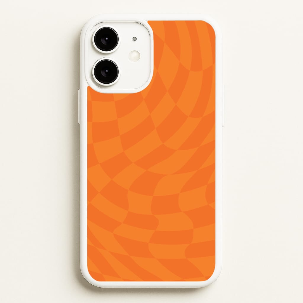 Orange Trippy Checkerboard Pattern - Psychedelic Phone Case for iPhone 11