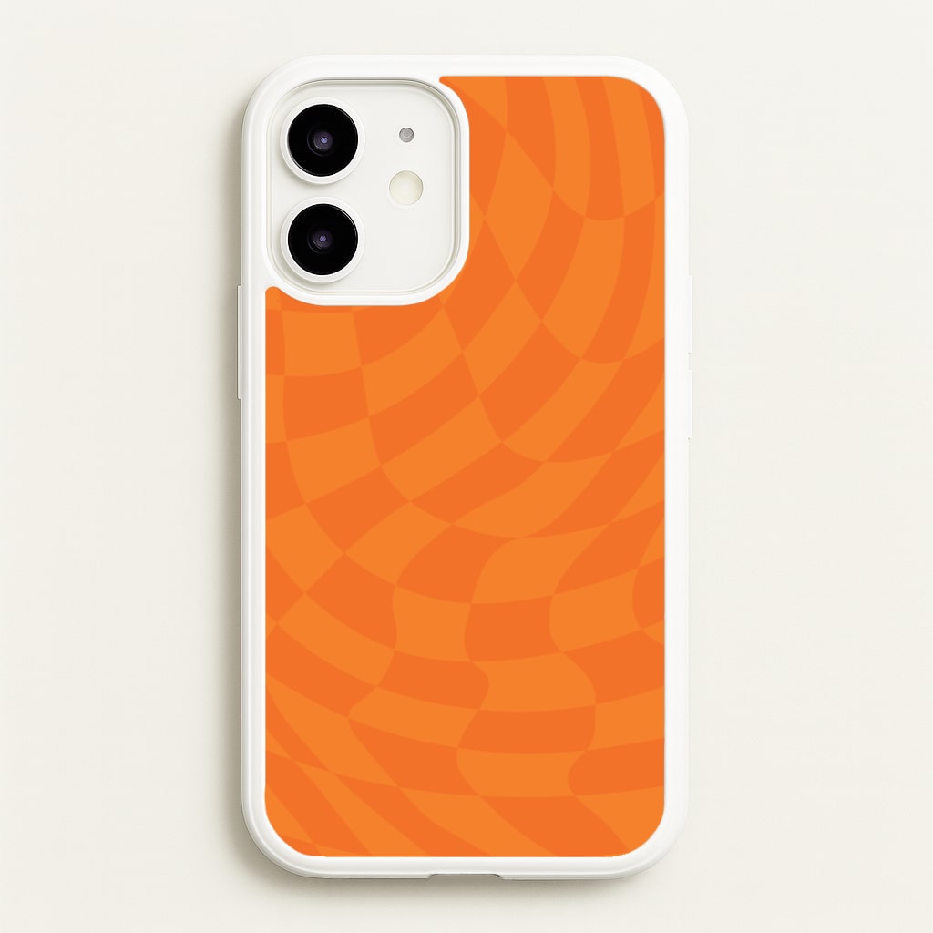 Orange Trippy Checkerboard Pattern - Psychedelic Phone Case for iPhone 12 / 12 Pro