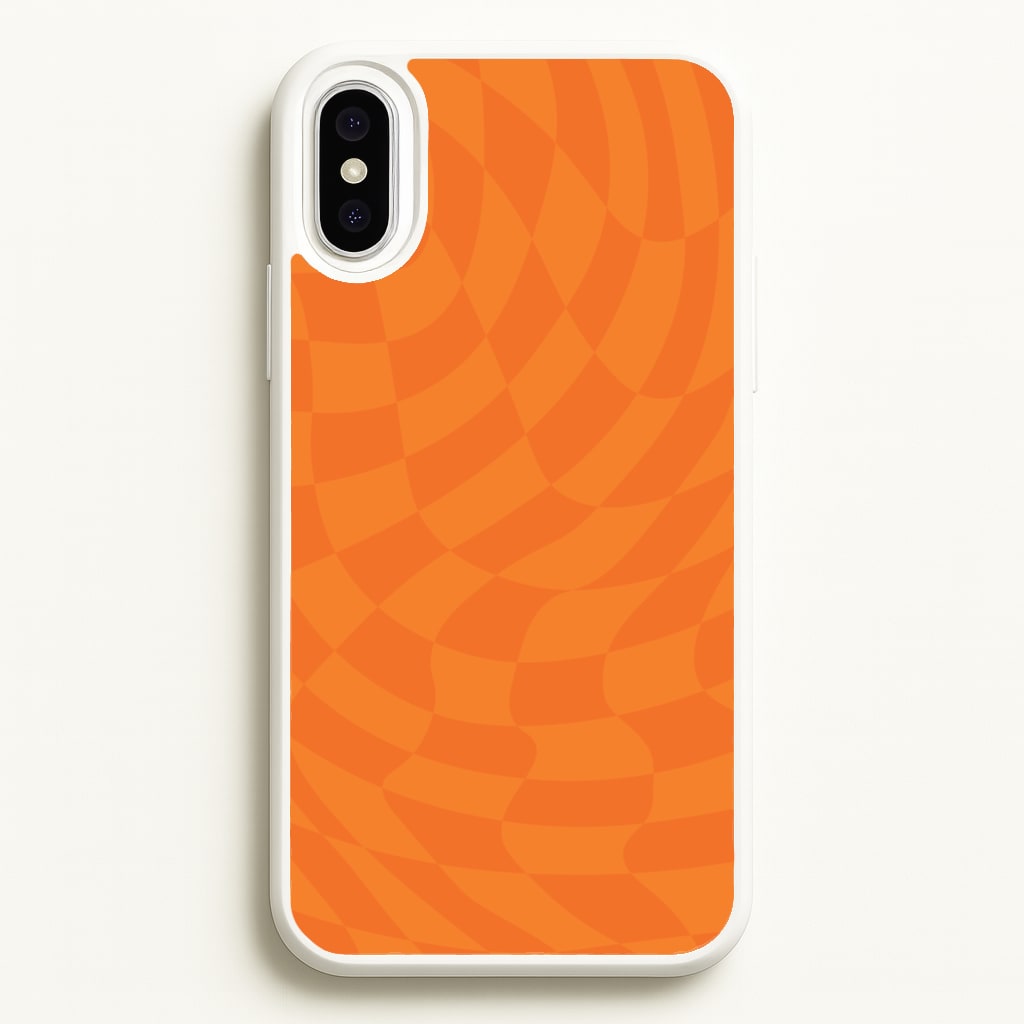 Orange Trippy Checkerboard Pattern - Psychedelic Phone Case for iPhone XS Max