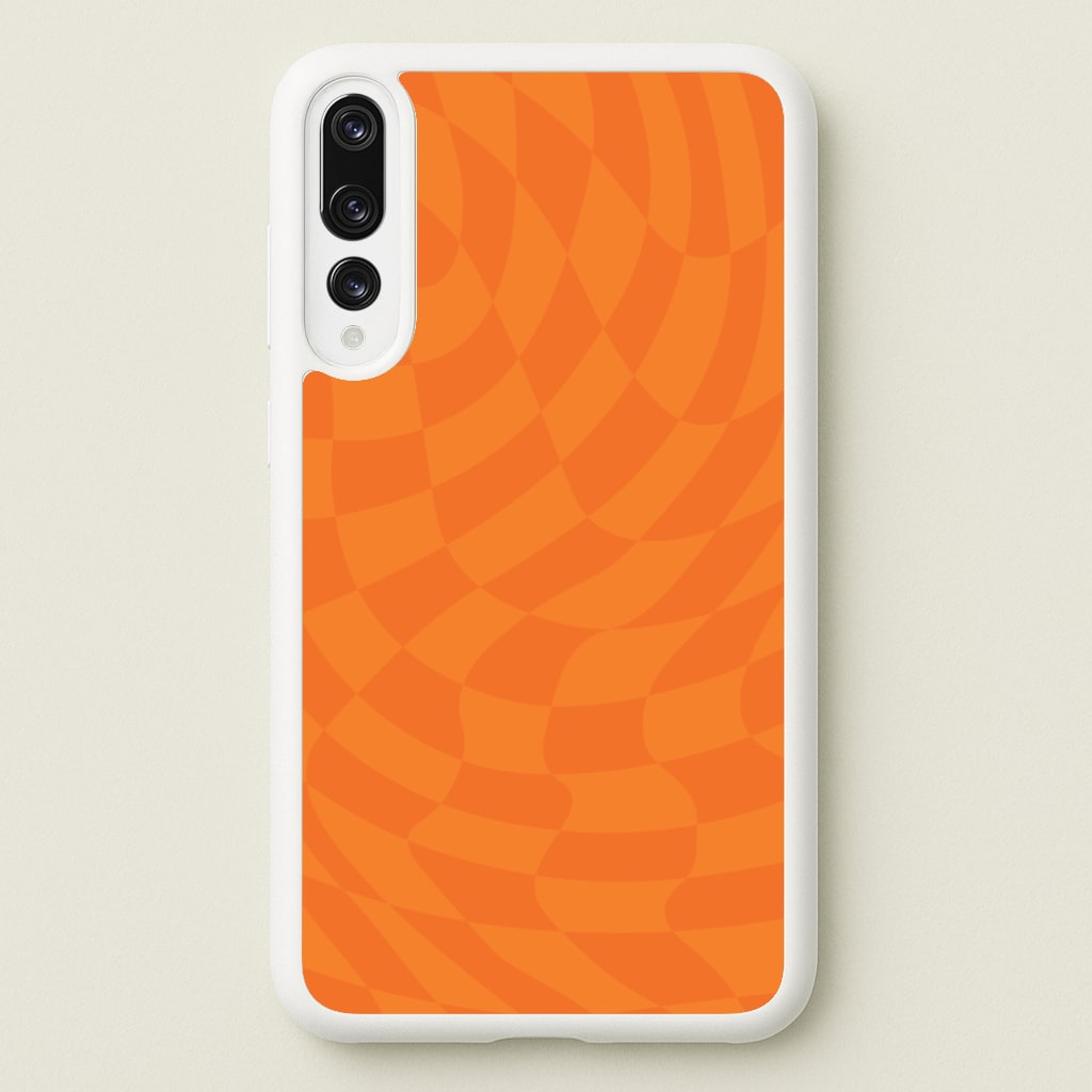 Orange Trippy Checkerboard Pattern - Psychedelic Phone Case for Huawei P20 Pro