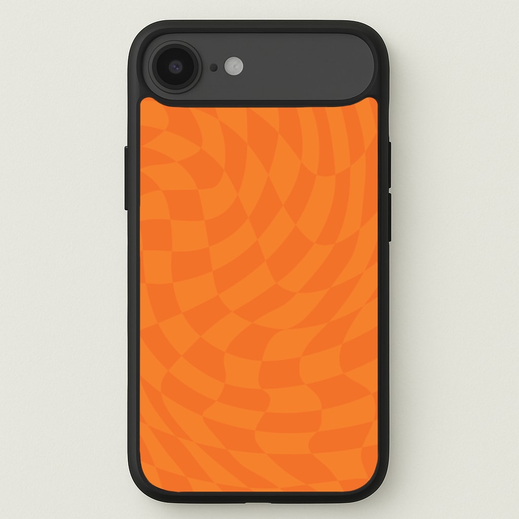 Orange Trippy Checkerboard Pattern Phone Case for iPhone 17 Air