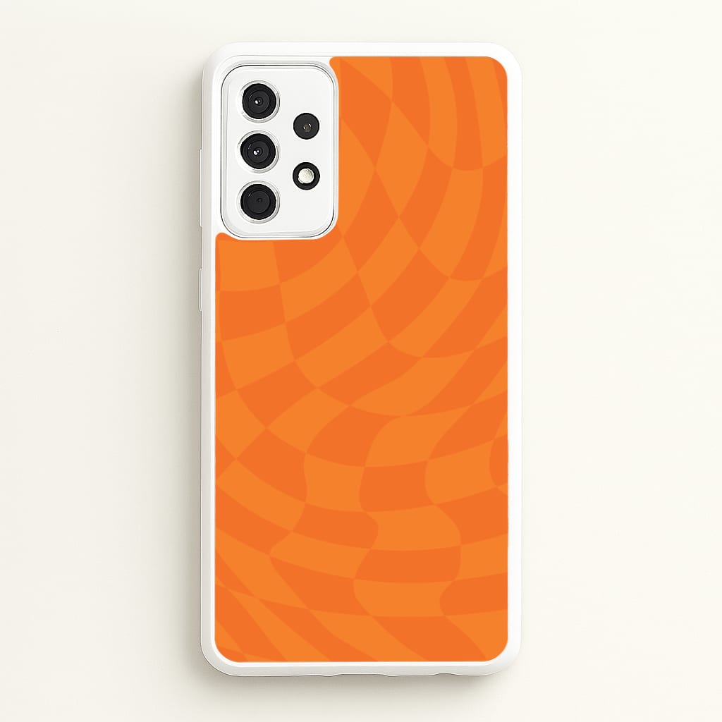 Orange Trippy Checkerboard Pattern - Psychedelic Phone Case for Galaxy A52 / A52s