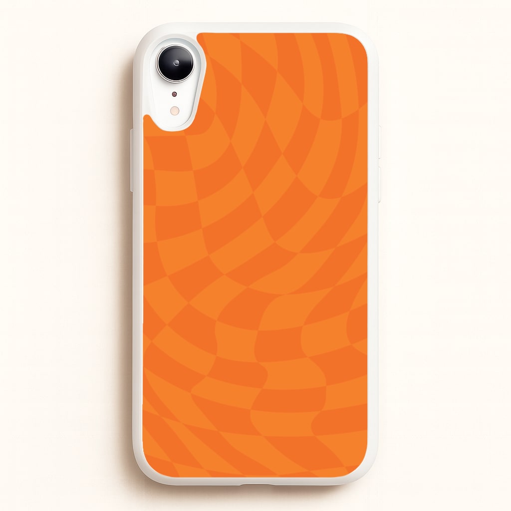 Orange Trippy Checkerboard Pattern - Psychedelic Phone Case for iPhone XR